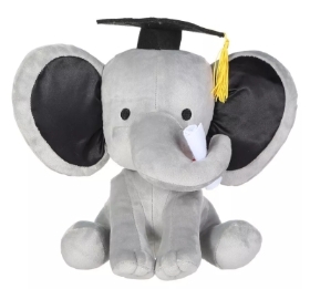 Grey Graduation Elephant Plush