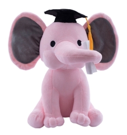 Pink Graduation Elephant Plush